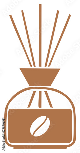 Elegant Coffee Bean Scented Reed Diffuser Home Aroma Accessory Vector Illustration