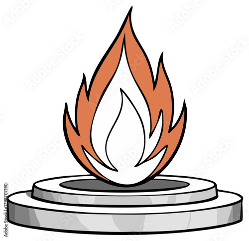 Cartoon illustration of a ceremonial sports torch with an eternal flame