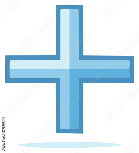 Blue plus sign icon representing positive increase growth and medical assistance symbol