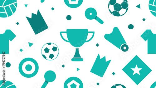 Seamless pattern with sport equipment icons