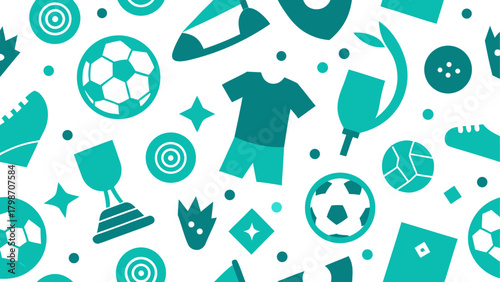 Seamless pattern of soccer themed objects