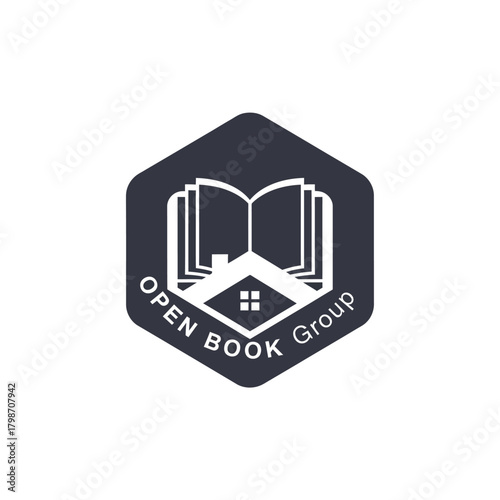 Open Book Group Logo with House and Open Book Symbol.
