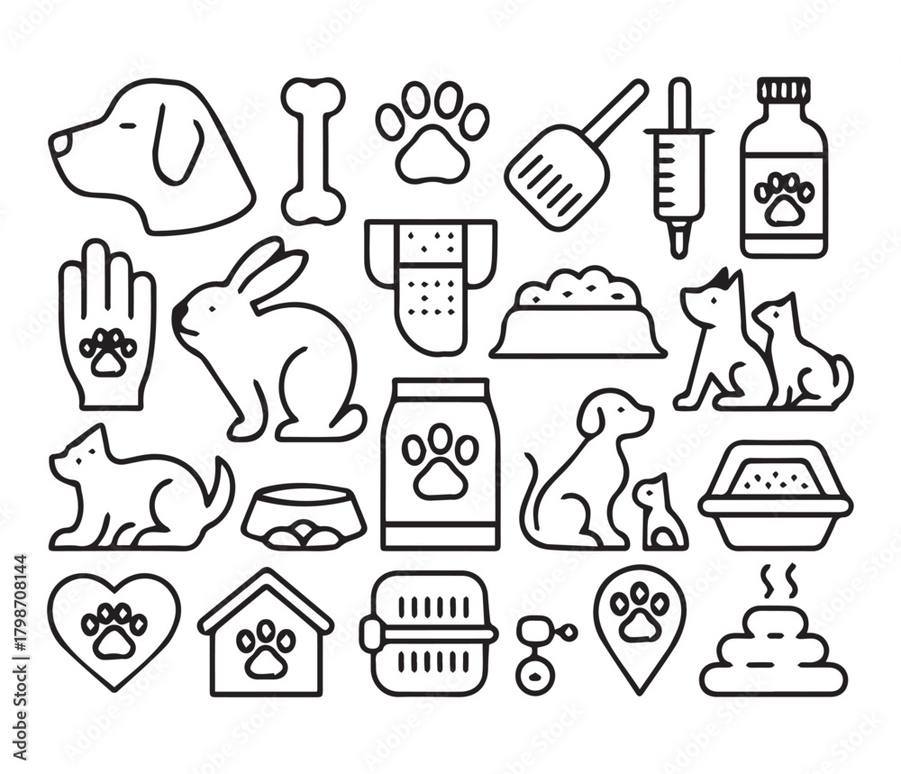 Fototapeta premium Kitchen utensils and tools icon doodle set