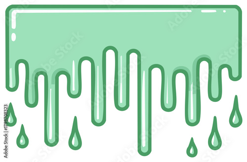 Green dripping cartoon slime graphic element dripping down dripping drops