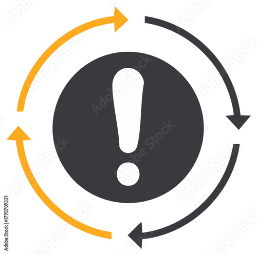 Warning Sign Loop: Cycle Process of Information with Exclamation Point Icon