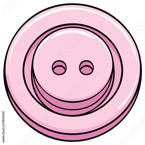 Isolated bright pink sewing button with two holes graphic element illustration