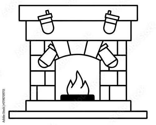 Fireplace with christmas stockings