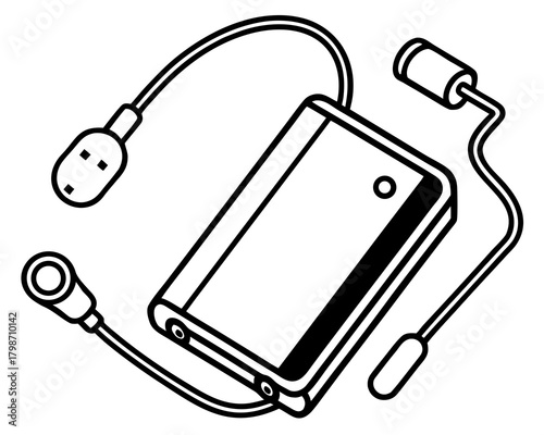 Illustration of a power bank with cables