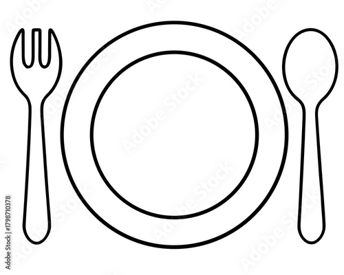 Simple plate setting with fork and spoon