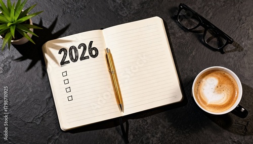 Minimalist 2026 Resolution Planner at Desk