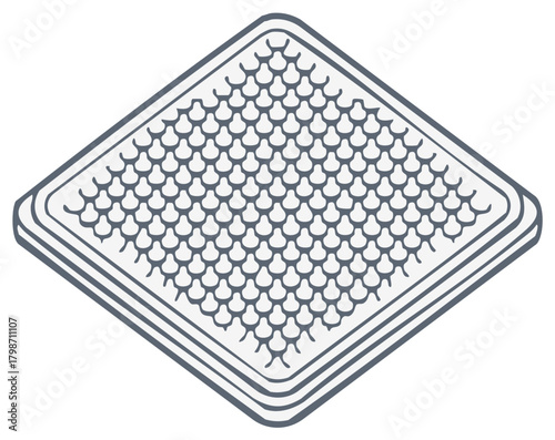 Isometric square grid pattern with repetitive textured elements abstract digital illustration