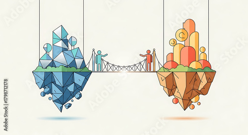 Conceptual illustration of bridging the gap between two different worlds