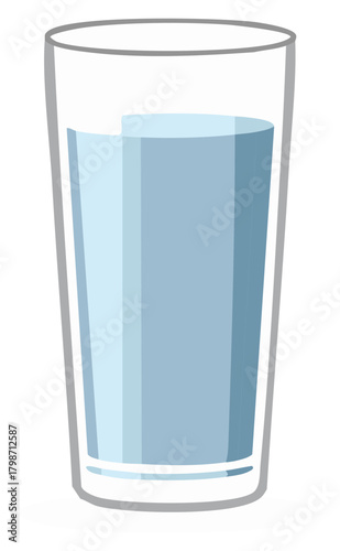 Simple vector illustration of a clear drinking glass filled with fresh pure water