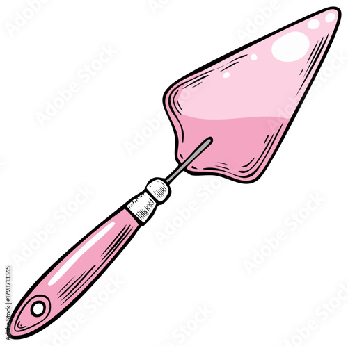 Pink pastry spatula with a detailed artistic outline