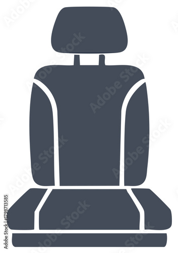 Automobile seat icon headrest flat design car driver passenger interior vehicle cushion comfort transportation