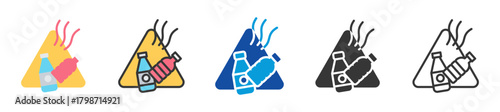 plastic pollution icon set multi style various collection