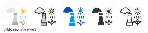thermal pollution icon set multi style various collection