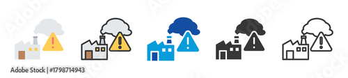 industrial pollution icon set multi style various collection