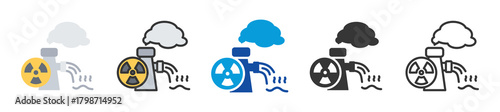 radioactive pollution icon set multi style various collection