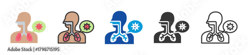 respiratory problem icon set multi style various collection