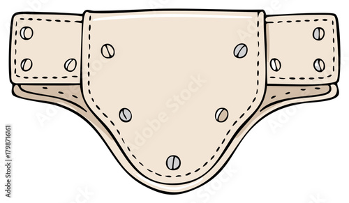 Athletic cup groin guard illustration protective gear for contact sports with stitching and rivets