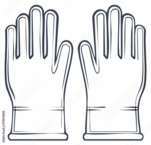 Two Rubber Gloves Outline Design: Cleaning, Protection, Workwear