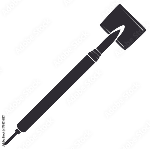 Sharp architect drafting tool with slider against white backdrop, creating a modern design graphic for creative use