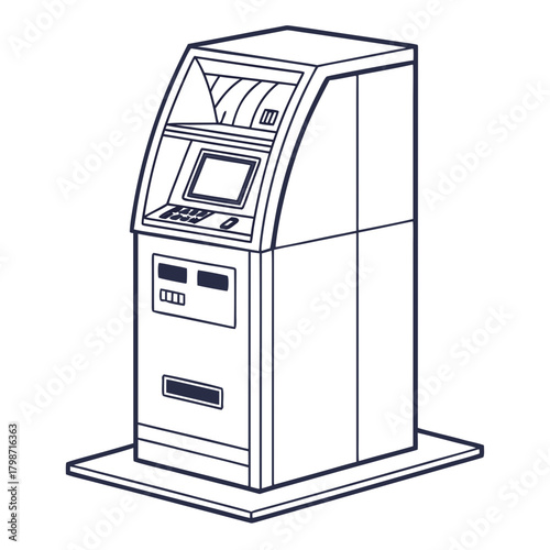 Illustration of an automated teller machine, a financial institution equipment that allows customers to perform transactions without the need for a human teller