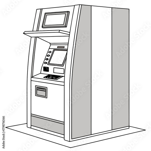 Illustration of an automated teller machine, a financial institution equipment that allows customers to perform transactions without the need for a human teller