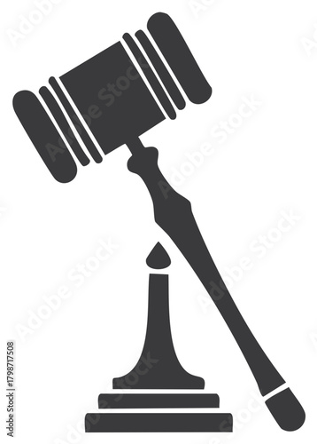 Gavel and Sound Block Modern Icon for Law Justice Authority and Auction