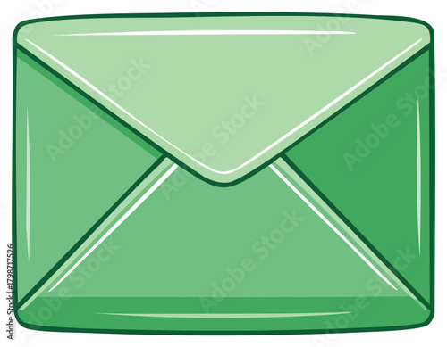 Isolated Green Mail Envelope Cartoon Vector Style for Business Correspondence