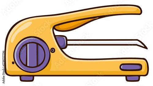 Vibrant yellow staple gun office equipment cartoon vector illustration