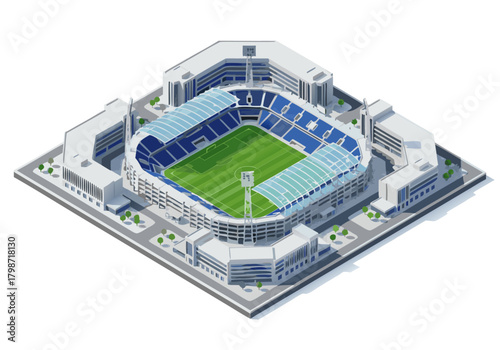 Isometric Sports Stadium Illustration A Detailed Overhead View for Urban Design