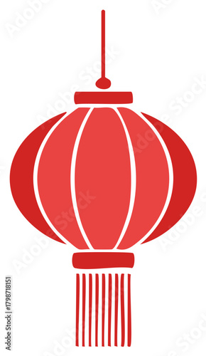 Traditional Chinese Red Lantern with Decorative Tassels Hanging Decoration