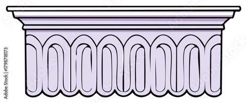 Ornate classical architectural element featuring elegant repeating arches and smooth top trim vector