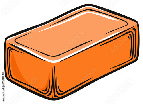 Orange soap illustration with black outlines