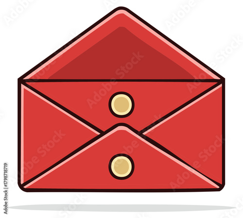 Open Red Envelope with Buttons, Illustration