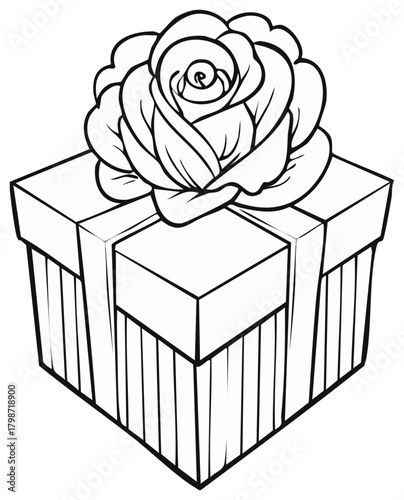 Beautiful gift box with a delicate rose flower on top perfect for celebrations and special occasions