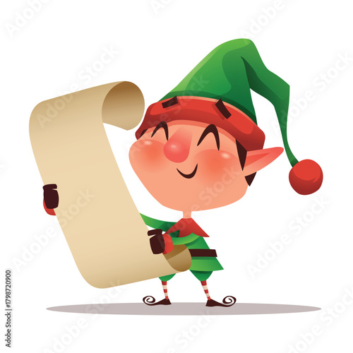Elf Holding Gift Checklist Scroll