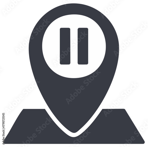 Navigation Pointer with Pause Symbol Location Icon Halt Place Marker Map Pin
