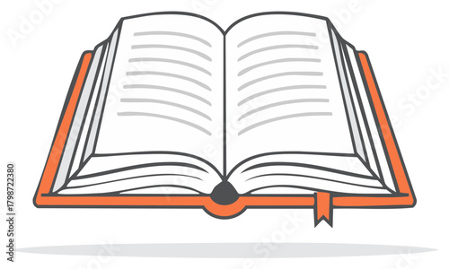 Orange open book vector illustration representing knowledge learning education and stories