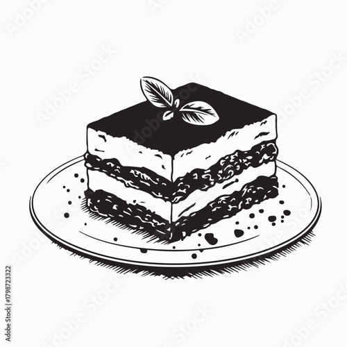 Creamy Chocolate Tiramisu Dessert Vector isolated on white background