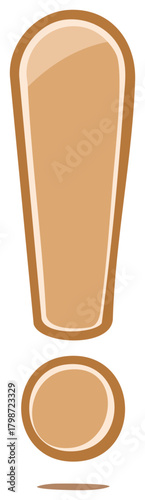 Glossy Brown Exclamation Mark Symbol Icon for Important Attention and Warning