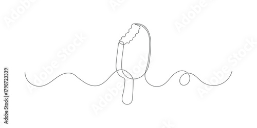 Continuous Single Line Art Ice Cream Popsicle on Stick