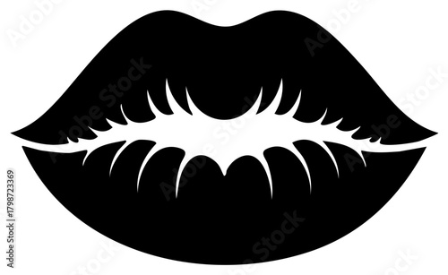 Stylized Black Lips Silhouette Mouth Expression Kiss