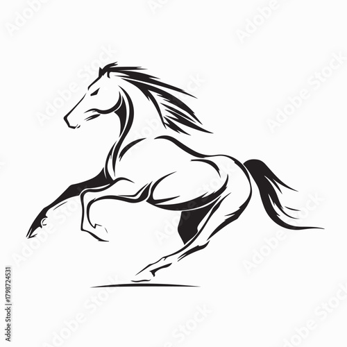 Freedom Galloping Horse Illustration isolated on white background