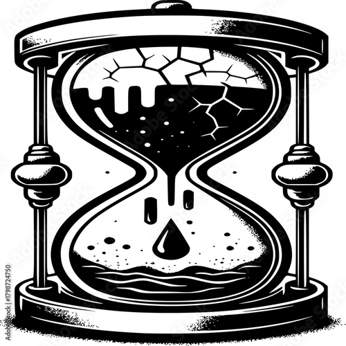 Time's Passage in Miniature: An antique hourglass captures the essence of passing time, with sand flowing through its narrow neck.