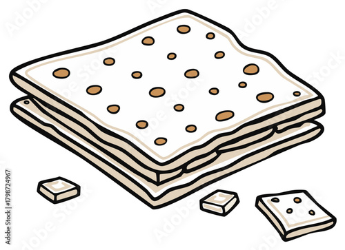 Delicious layered nougat candy block with nutty pieces, sweet holiday treat illustration