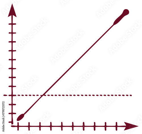 Hand drawn graph with pointer stick showing positive linear growth and progress