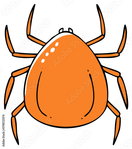 Orange Cartoon Tick Illustration Vector Eight Legs Parasite Dangerous Creature Bug Insect
